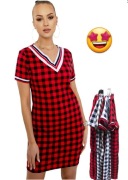 Sukienka w kratkę czerwono - czarna XXL