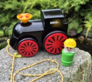 Lokomotywa drewniana Brio na sznurek figurka ludzik pociąg kolejka