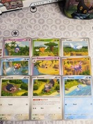 Zestaw 9 oryginalnych kart Pokémon tworzących wspólną grafikę