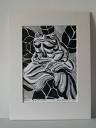 Grafika/Rysunek żaba rzekotka, tusz, oprawa