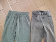 spodnie oliwkowe Terranova XS 34 oraz spodnie/ jeansy oliwka XS 34 Sinsay