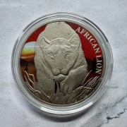 Moneta Republika Czadu 5000 Franków Afrykański Lew 2017 r. kolorowana
