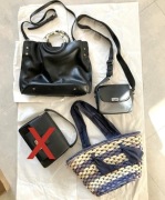 Zestaw torebek 3 szt. czarna mini shopper koszyk