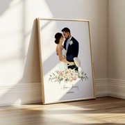 Personalizowany Portret Ślubny ze Zdjęcia Prezent A4 A3 - 2 osoby
