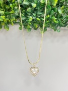 Delikatny naszyjnik damski serce diamenciki ze  stali chirurgicznej 