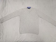 Szary melanż elegancki wełniany sweter w serek Celio M