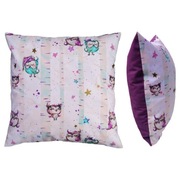 Poszewka 40x40 cm Sowy liliowe ze złotkiem - Bawełna