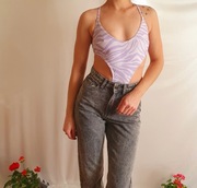 Liliowy Strój Kąpielowy Jednoczęściowy Luxe Palm S 36 – Zebra Print