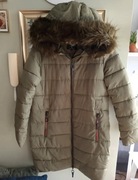 Płaszcz zimowy kurtka futrzany kaptur L Carry khaki