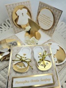 Exploding box Pamiątka Chrzest Święty dziewczynki/chłopca prezent złoto