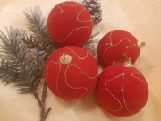 zamszowe bombki zawieszki choinkowe, vintage .