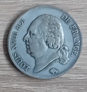 FRANCJA, LUDWIK XVIII, 5 FRANKÓW 1820 H  - KOPIA