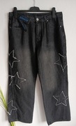 Czarne jeansy z artystycznym pazurem ROMWE L/XL
