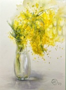 Obraz akwarelowy Mimoza w wazonie