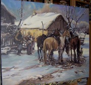 Kopia obrazu Alfreda Wierusza-Kowalskiego „Przed odjazdem”