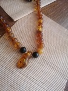 Bursztyn korale z wisiorem srebro 84gr 