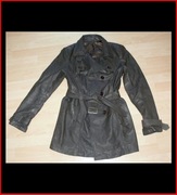 trencz płaszcz MANUFAKTURA skórzany M L włoski manufaktura skóra trench