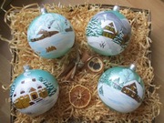 BOMBKI SZKLANE RĘCZNIE MALOWANE 10cm x 4 szt.