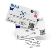 Wydruk DWUSTRONNY certyfikatu ULC / EASA na DRONA - karta PVC + naklejki