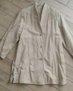 Beżowy płaszcz skórzany 38