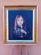 STARY OBRAZ OLEJNY  PŁÓTNO , sygnowany 