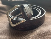 Pas skórzany brązowy z tłoczeniem w gałęzie