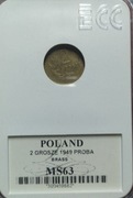 2 grosze 1949 Próba Mosiądz - Nakład 100 sztuk