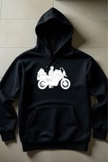 Męska Czarna Bluza M Motocykl Biały Rysunek