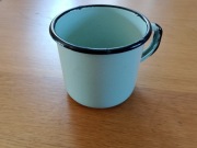 Kubek emaliowany 0,3 L. Silesia Rybnik, wczesny PRL.