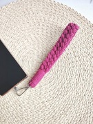 Handmade Pasek na nadgarstek do telefonu kluczy bawełniany różowy fuksja