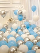 Balony srebrno-niebieskie 36 sztuk na imprezę oraz urodziny