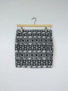 Czarno-biała krótka spódnica H&M azteckie wzory vintage aztec 2010s 36 S