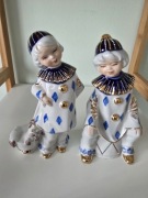 Figurki porcelanowe Dikolenko pierrot clown arlekin  klaun