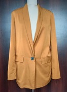 Stylowa damska przedłużana marynarka w kolorze musztardowym