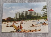 Widokówka Pocztówka Międzyzdroje Wojskowy Dom Wypoczynkowy plaża parawan 