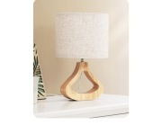 EDISHINE Lampka nocna podstawą z litego drewna z jasnego dębu, LED 4 W E27 