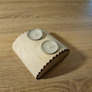 Świecznik drewniany brzoza stroik handmade