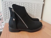 Czarne botki ocieplane rozm.38 dł.wkł.24 Ubrane 2 razy