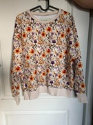 Bluza w kwiaty kwiatki beżowa ecru flower kolorowa oversize S/M kremowa