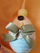 Zestaw 6 sztuk jajek wielkanocnych z  sznurka bawełnianego. Ozdoby 