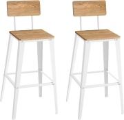 Hokery VASAGLE 2 szt. – krzesła barowe z oparciem, styl industrialny