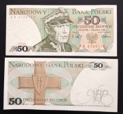 Banknot 50 zł z 1988 r. Ser KB