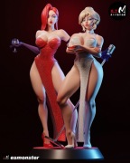 Figurka druk 3D żywica " Jessica Rabbit & Holly Would - F1751 " - 120 mm