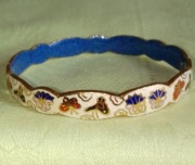 Vintage bransoletka cloisonne emalia pozłacany metal motyle lata 70te