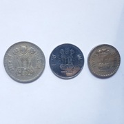 Monety, Indie 1 rupia 1976, 2 rupie 2015, 5 rupii 1993