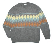 US.POLO ASSN_Cudny SWETER_szary geometryczny wzór akryl LOGO_M