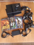 Zestaw 2x PS2 SLIM + zasilacz + 2x pad + gry + karta - na części/do naprawy