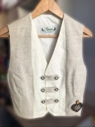 Rare Unique Vintage unikat Lniana kamizelka Trachten len Premium Folk Boho