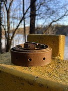 Skórzany pasek ręcznie robiony, skóra bydlęca, khaki, 2.5 cm szerokości