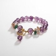 Bransoletka Na Gumce Koraliki Ametyst Zawieszka Cyrkonia